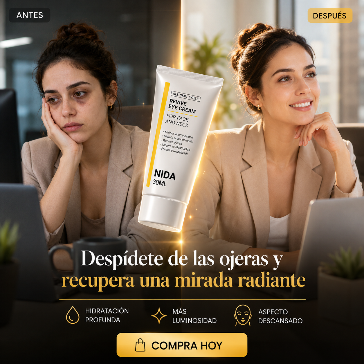 Crema Para Ojeras Y Bolsas-Revive tu mirada en minutos