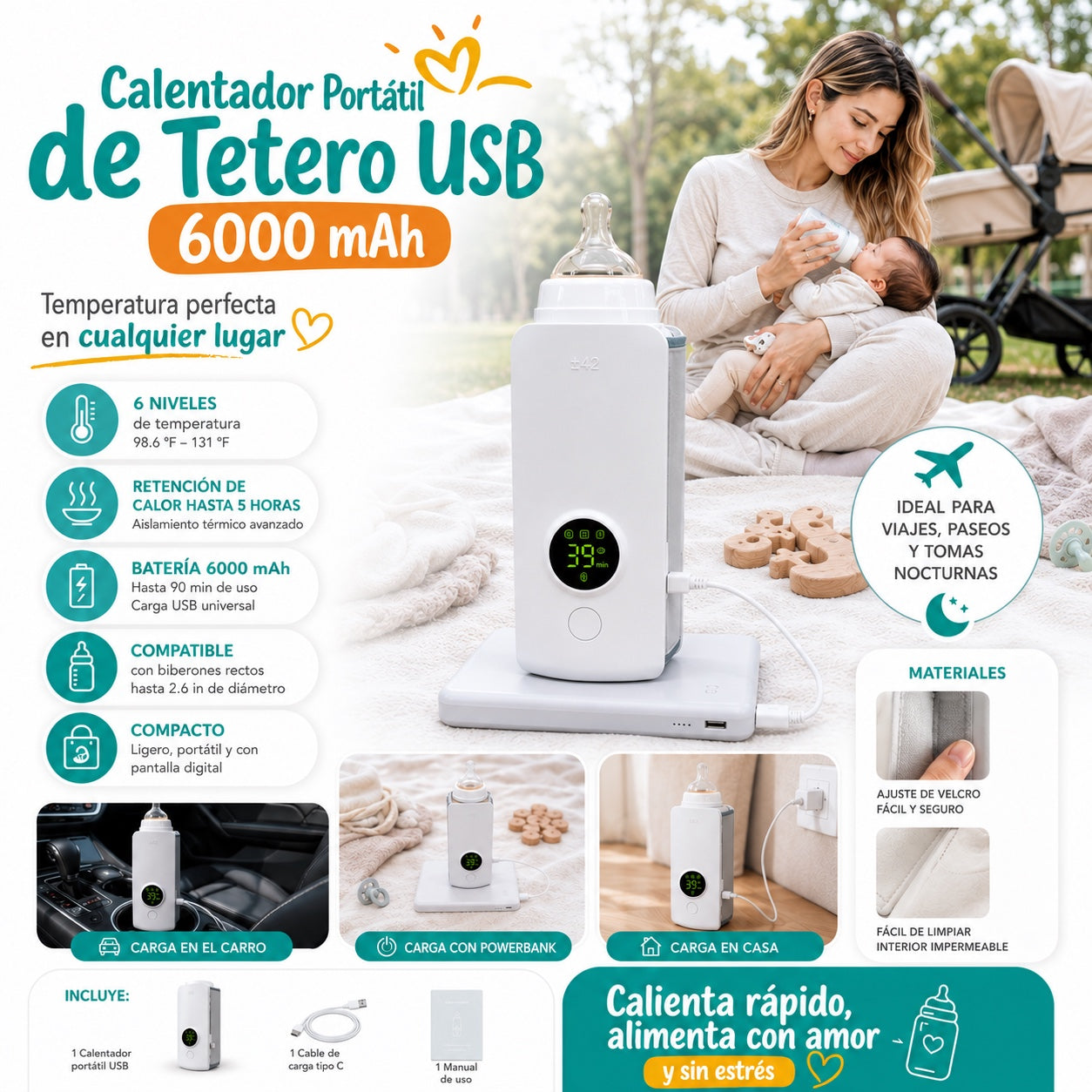 CALENTADOR DE TETERO DIGITAL : Tetero caliente en todo momento